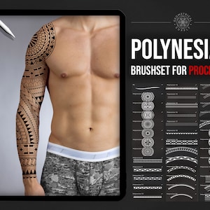 Polynesian Tattoo Brush Set for Procreate, Maori tattoo design stamps for Procreate