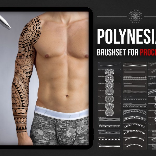 Polynesian Tattoo Brush Set for Procreate, Maori tattoo design stamps for Procreate