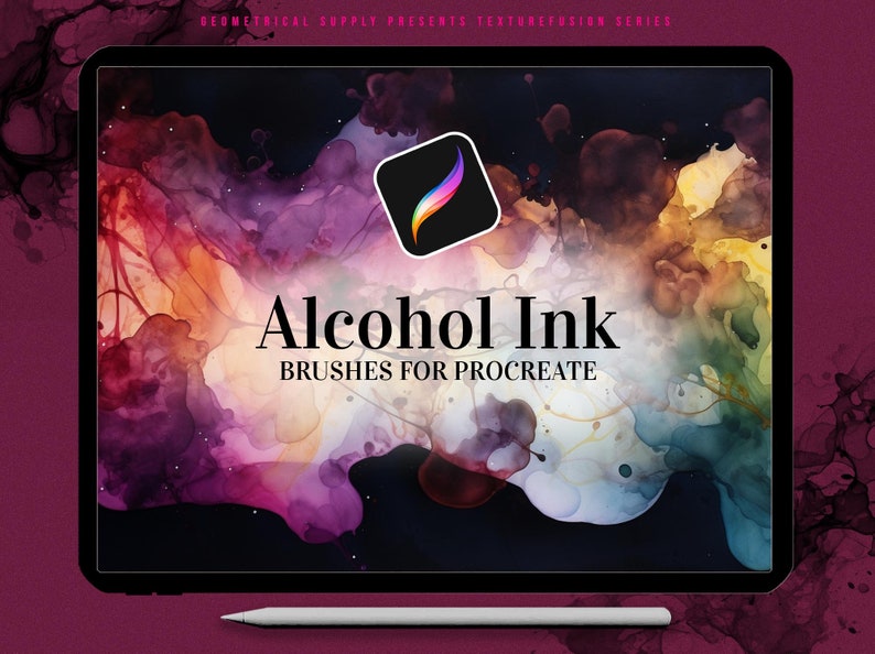 Procreate Alcohol Ink Brushes Abstract Ink Brush, Procreate Texture Brushset image 1