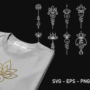 10 Unalome Lotus Flower Bundle SVG EPS PNG - Arquivos para Cricut - Unalome -Budhha- Yoga Studio - Geometria Sagrada - Criação de arquivos de corte