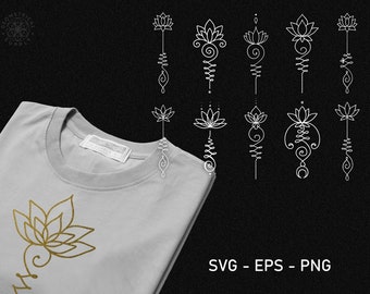 10 Unalome Lotus Flower Bundle SVG EPS PNG - Files For Cricut - Unalome -Budhha- Yoga Studio - Sacred Geometry - Crafting Cutting Files