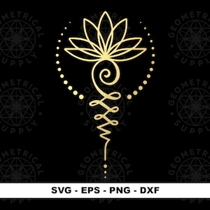 Unalome SVG, Lotus Unalome Symbol svg, eps, Yoga SVG, Namaste Svg Meditation Vector File Cricut/Silhouette