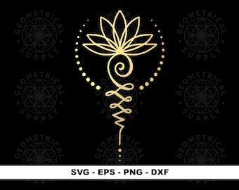 Unalome SVG, Lotus Unalome Symbol svg, eps, Yoga SVG, Namaste Svg Meditation Vector File Cricut/Silhouette