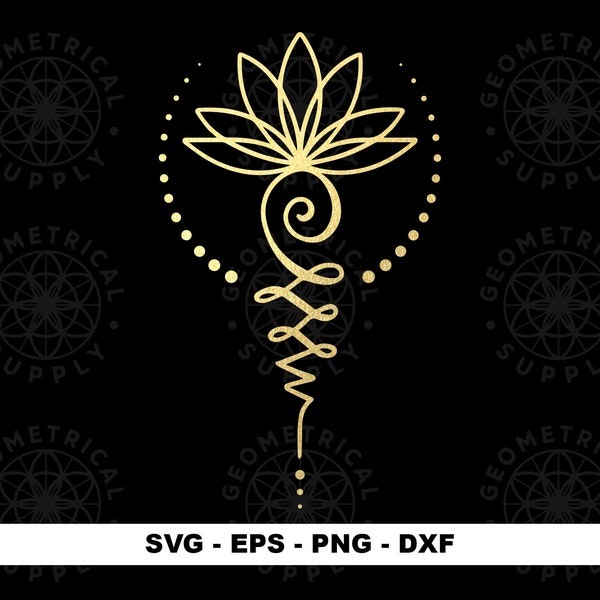 Unalome SVG, svg Lotus Unalome symbole, eps, Yoga SVG, Namaste Svg méditation fichier vectoriel Cricut/Silhouette