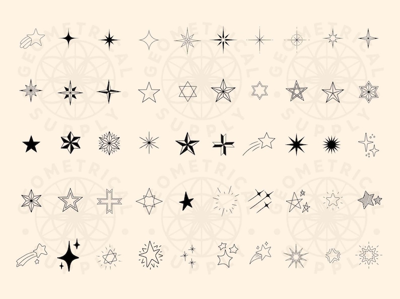 50 Star Procreate Brushes: Sparkle & Glitter Stamps (digital Download ...
