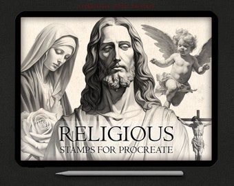 Procreate - Religious Designs, Religious Tattoo Stamps, Procreate Brushset - Digital Download