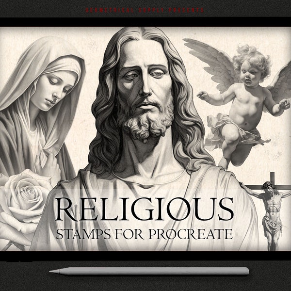 Procreate - Religiöse Designs, Religiöse Tattoo Stempel, Procreate Pinselset - Digitaler Download