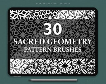 30 Geometric Procreate Brushes, 30 Seamless Patterns, Pattern Stamps, Digital Patterns, Seamless Designs, Pattern Brush, Procreate Stamps