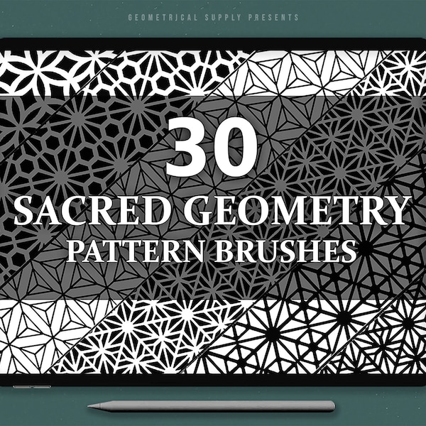 30 Geometric Procreate Brushes, 30 Seamless Patterns, Pattern Stamps, Digital Patterns, Seamless Designs, Pattern Brush, Procreate Stamps