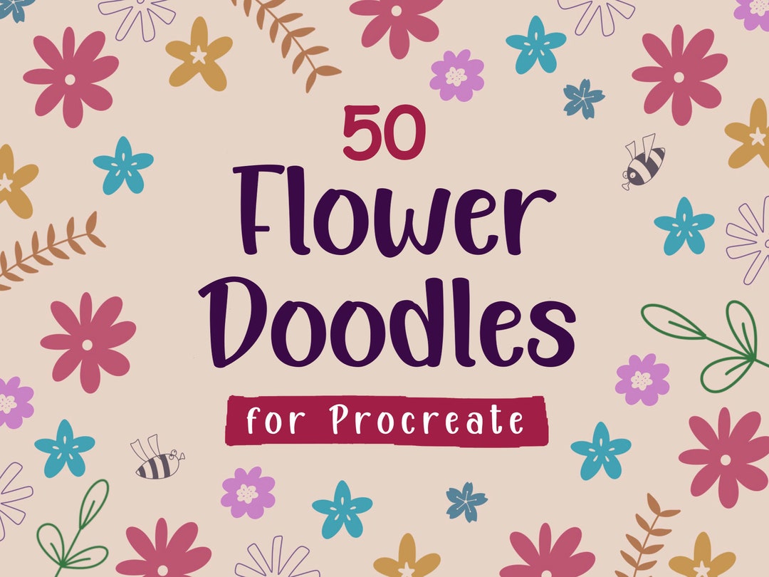 Procreate Flower Doodles | Flower Brushes | Flower Stamps | Procreate ...