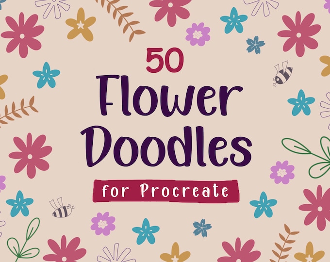 Procreate Flower Doodles | Flower Brushes | Flower Stamps | Procreate Brushes
