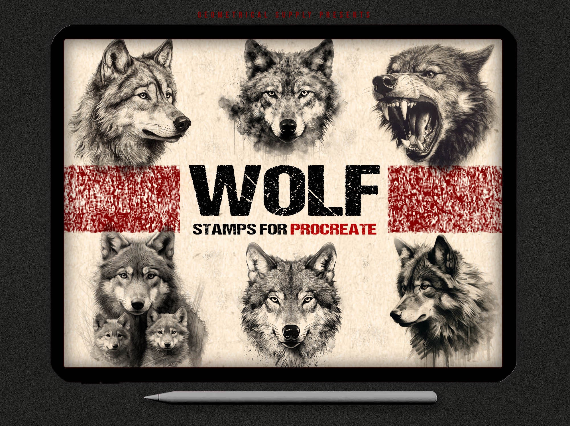 BurnStencil® - Wolf (Howling)