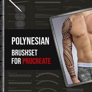 Conjunto de pincéis para tatuagem polinésia: 75 carimbos com desenhos Maori para Procreate (download digital)