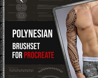 Set di pennelli per tatuaggi polinesiani: 75 timbri con disegni Maori per Procreate (download digitale)