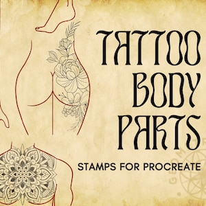 Procreate Body Parts Tattoo Body Templates Male & Female image 1