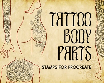 Procreate - Partes del cuerpo - Plantillas de tatuajes corporales - Masculino y femenino