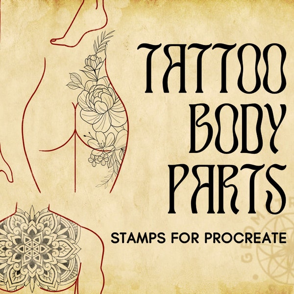 Procreate - Partes del cuerpo - Plantillas de tatuajes corporales - Masculino y femenino