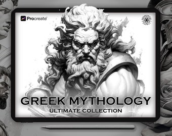 Procreate - Greek Gods - tattoo designs - Greek and Roman brushset for Procreate - realistic tattoo statue designs