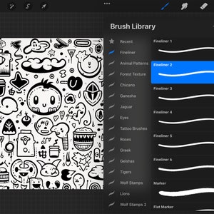 Procreate Fine Liner Brush Set Micron pen Fineliners, Stipple Brushes, inking and lineart Instant Download image 4
