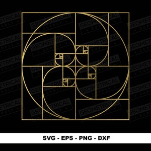 Cerchio di Fibonacci SVG: Sezione aurea, Geometria sacra (file digitale)