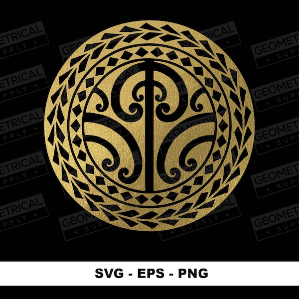 Tatouage de cercle tribal polynésien SVG 02, png, eps, téléchargement numérique, fichier coupé, conception de chemise maorie, conception de tatouage tribal polynésien