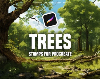 Procreate - Tree Stamps, Realistic Tree Brushes, Nature series, Digital Download