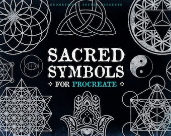 Geometric Procreate Stamps, Sacred Geometry, Esoteric Symbols, Spiritual Elements, Tattoo designs