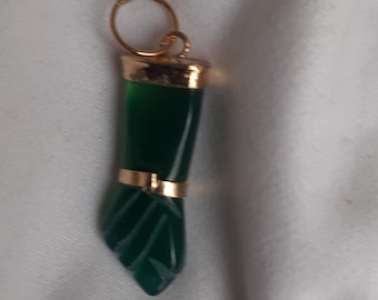 Colgante de mano Figa de ágata verde y latón - Símbolo de suerte y tranquilidad, Colgante de mano Figa