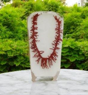 Collier En Argent 925 Avec Franges Corail Rouge - Longueur 48 Cm - Méditerranéen - Neuf Avec Étiquettes