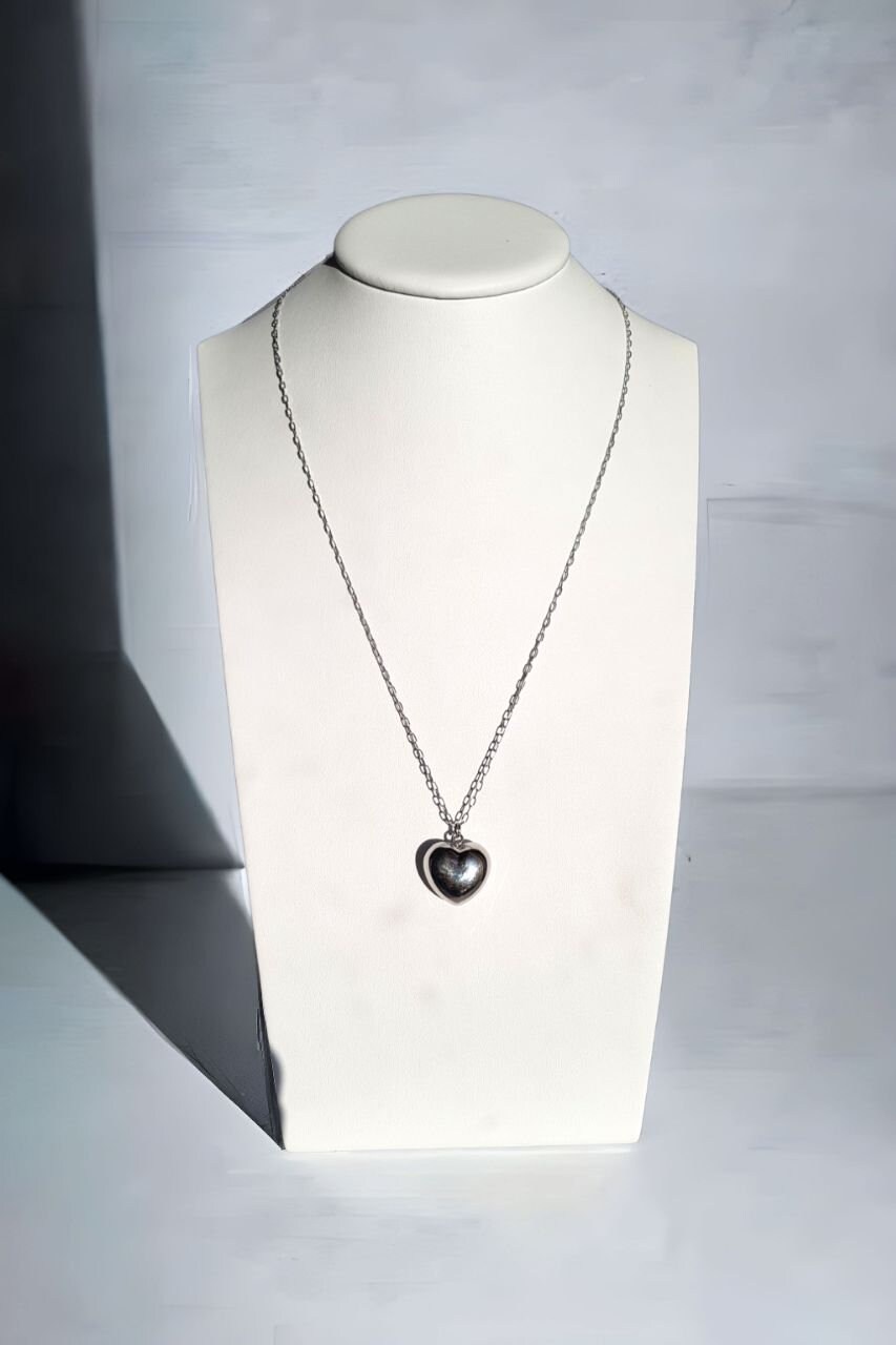 Matchable Forzatina Necklace With Rounded Heart Pendant in Rhodium Plated 925 ...
