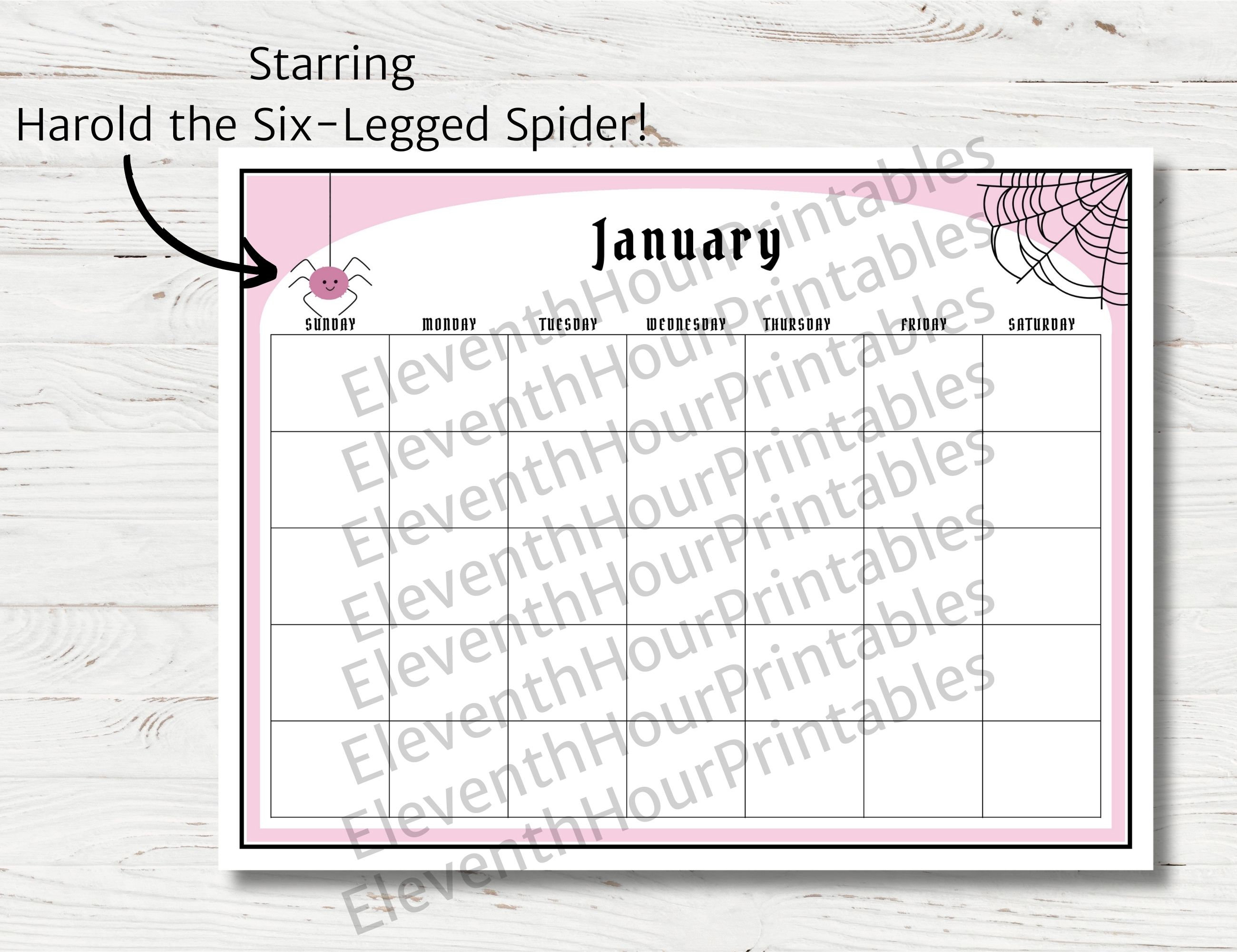 Pastel Goth Printable Blank Calendar, Pastel Goth Planner, Monthly ...