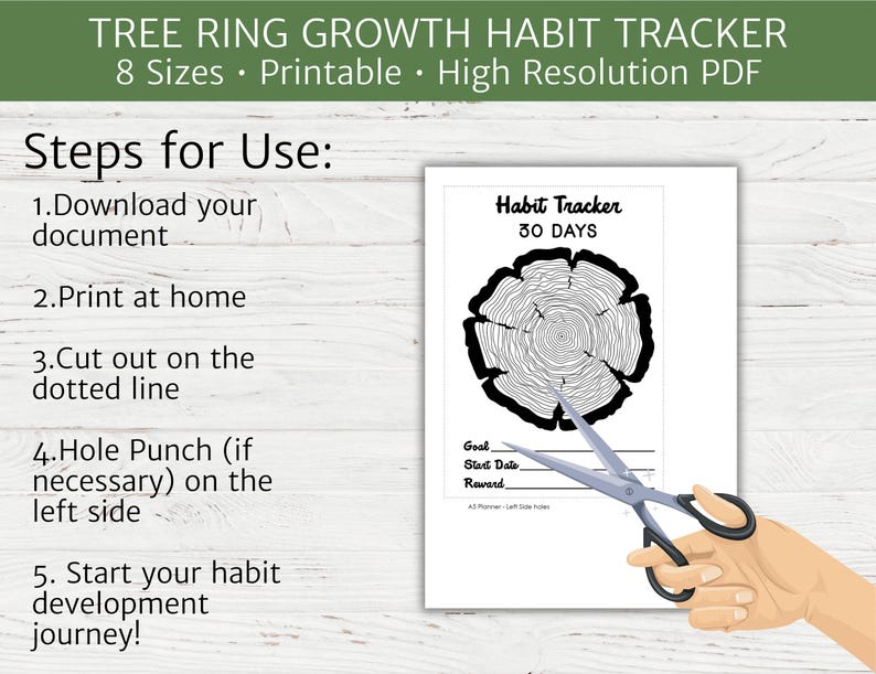Tree Tracker Pdf Tree Ring Habit Tracker Printable, Growth Mindset Habit Tracker, Nature ...