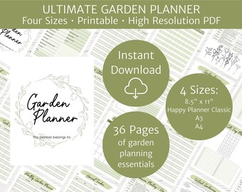 Garden Planner Printable, Seed Packet Envelope Printable Garden Journal, Raised Garden Printable, Gardener Gift, Companion Planting Guide