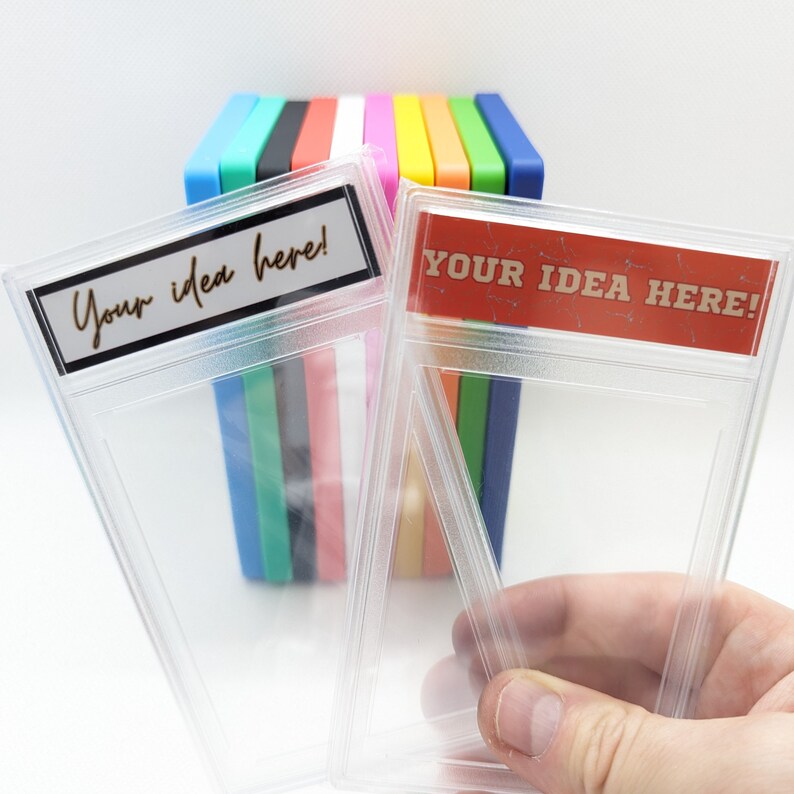 Custom Designed Trading Card Label and Holder Preserve Your Collection