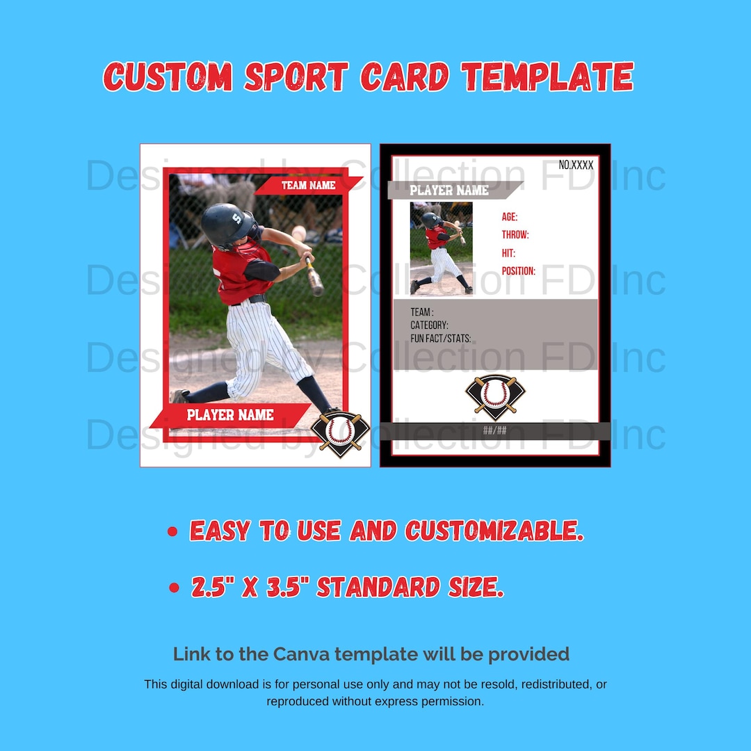 Custom Baseball Card Template Personalized Sports Card Design for Custom Baseball Card Template Personalized Sports Card Design for