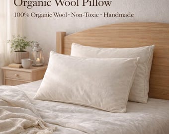 Pillow 100% Pure EcoWool Fill, Chemical Free I Breathable Temperature Regulating