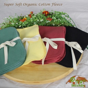 Organic Cotton Fleece Washcloths 6 x 8&quot; Single Layer I Organic Baby Fleece Washies