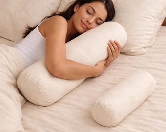 Organic Yoga Body Pillow: Shredded Latex Fill, Adjustable Cotton Damask Outer