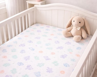 Organic Cotton Baby Crib Fitted Sheet, Stretchy Knits, EcoDyed