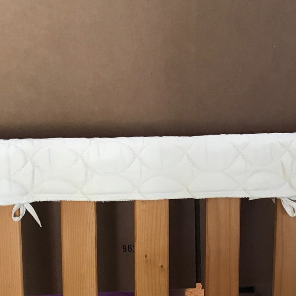 Organic Cotton 1/5" Thick Teething Rail Protector - Crib or Cradle Rail Cover for Teeth Protection Natural Undyed