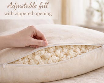 Kapok/Latex Pillow, Adjustable Fill, Breathable GOTS Organic Cotton Outer