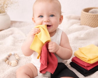 Organic Cotton Fleece Washcloths: Soft, Reusable Baby Wipes, Face Cloths (6 x 8")