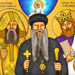Bishop David, Pope Kyrillos, David the Prophet Icon - Saints Icon - Coptic, Orthodox, Christian, Handmade, Digital, Icon, Digital Download