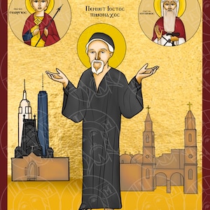 St Yostos el Antony Icon - Saints Icon - Coptic, Orthodox, Christian, Handmade, Digital, Icon, Digital Download