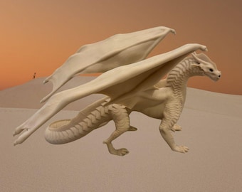 3D Printed SandWing Dragon Statue – Wings of Fire Fan Art – Fantasy Dragon Figurine – Book Dragon Gift – Desert Dragon Decor