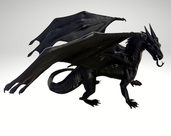 3D Printed NightWing Dragon Statue – Wings of Fire Fan Art – Fantasy Dragon Figurine – Book Lover Gift – Shelf Decor