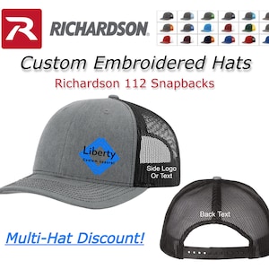 Custom Embroidered Hats Richardson 112 Trucker Caps Custom Business Logo Personalized Hats Branded Hats Employee Gift image 1