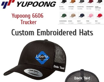 Custom Yupoong Embroidered Hats | Yupoong 6606 Retro Trucker Caps | Custom Business Logo | Personalized Hats | Branded Hats | Employee Gift