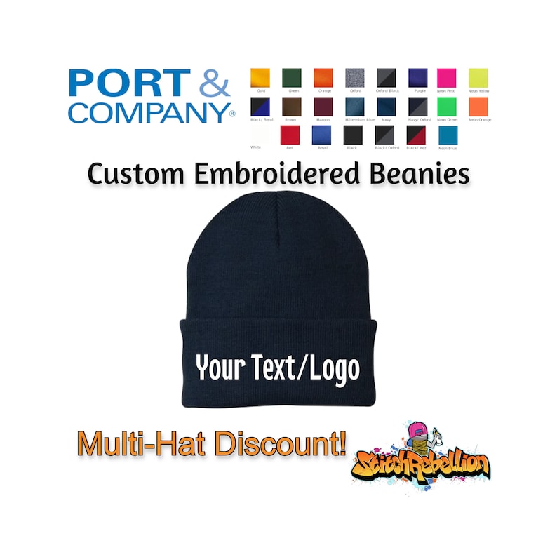 Custom Embroidered Beanies Personalized hats Custom Business Logo Branded Hats Employee Gift Winter Hat Adults and Kids Toques image 1