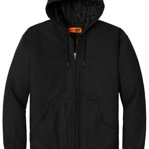 Chaqueta de trabajo con capucha personalizada / Tela impermeable / Trabajo pesado / Ropa de trabajo para hombres / Bordada / Chaquetas de empresa / Regalo para empleados / Cremallera de marca / Logotipo Black